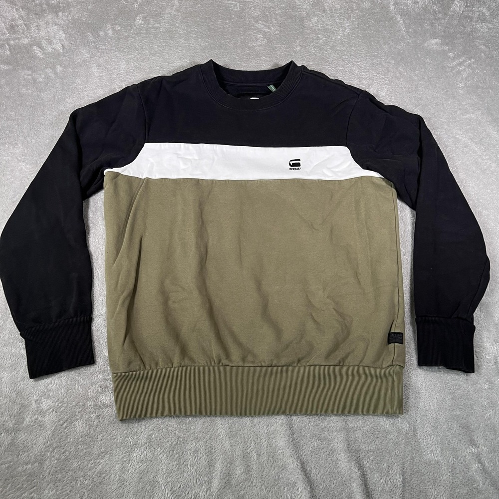 G-Star RAW Sweatshirt Mens Medium Olive Colorblock Crewneck D13179-B151-724